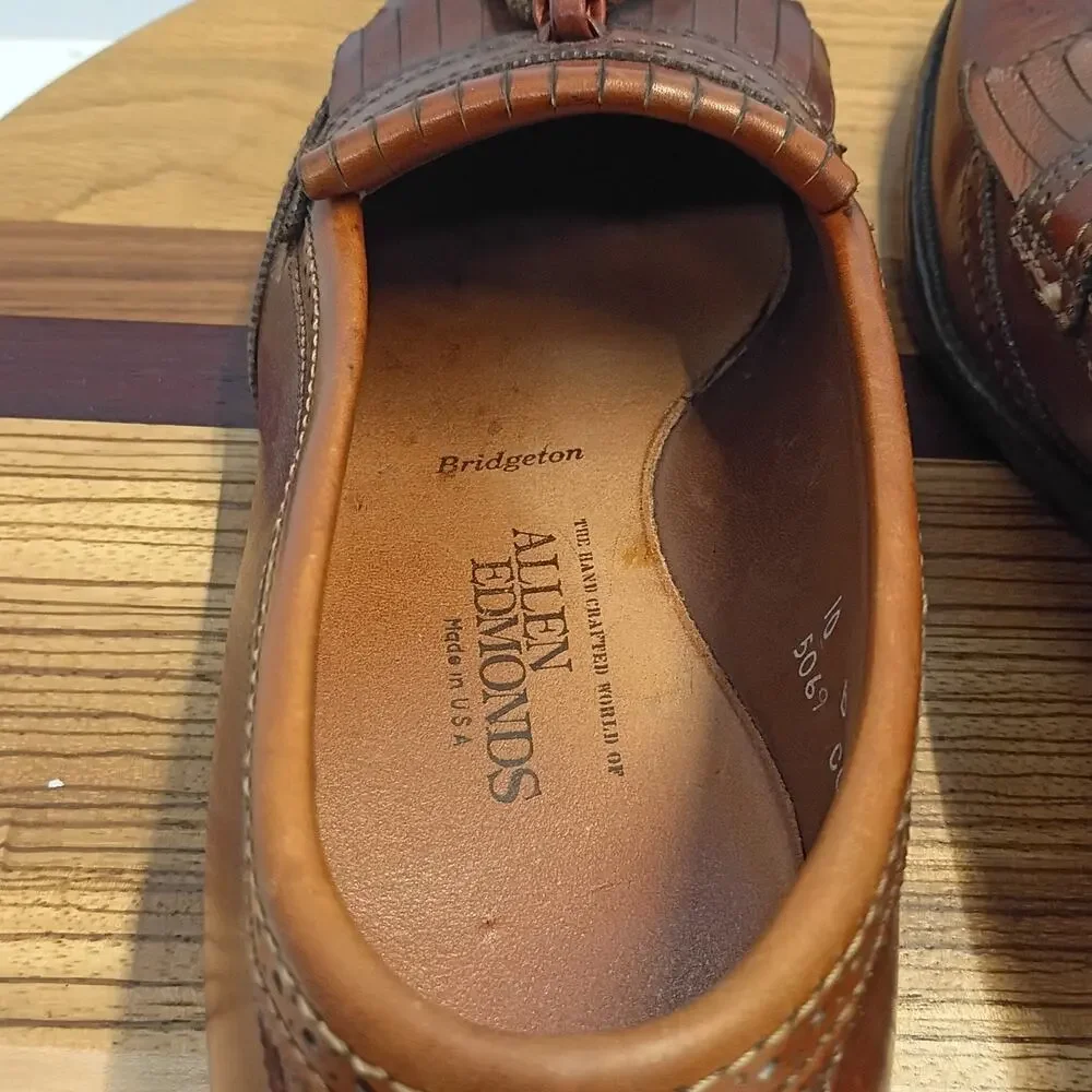 Allen Edmonds Bridgeton Leather Slip On Kiltie Tassel Shoes Loafers Size 10